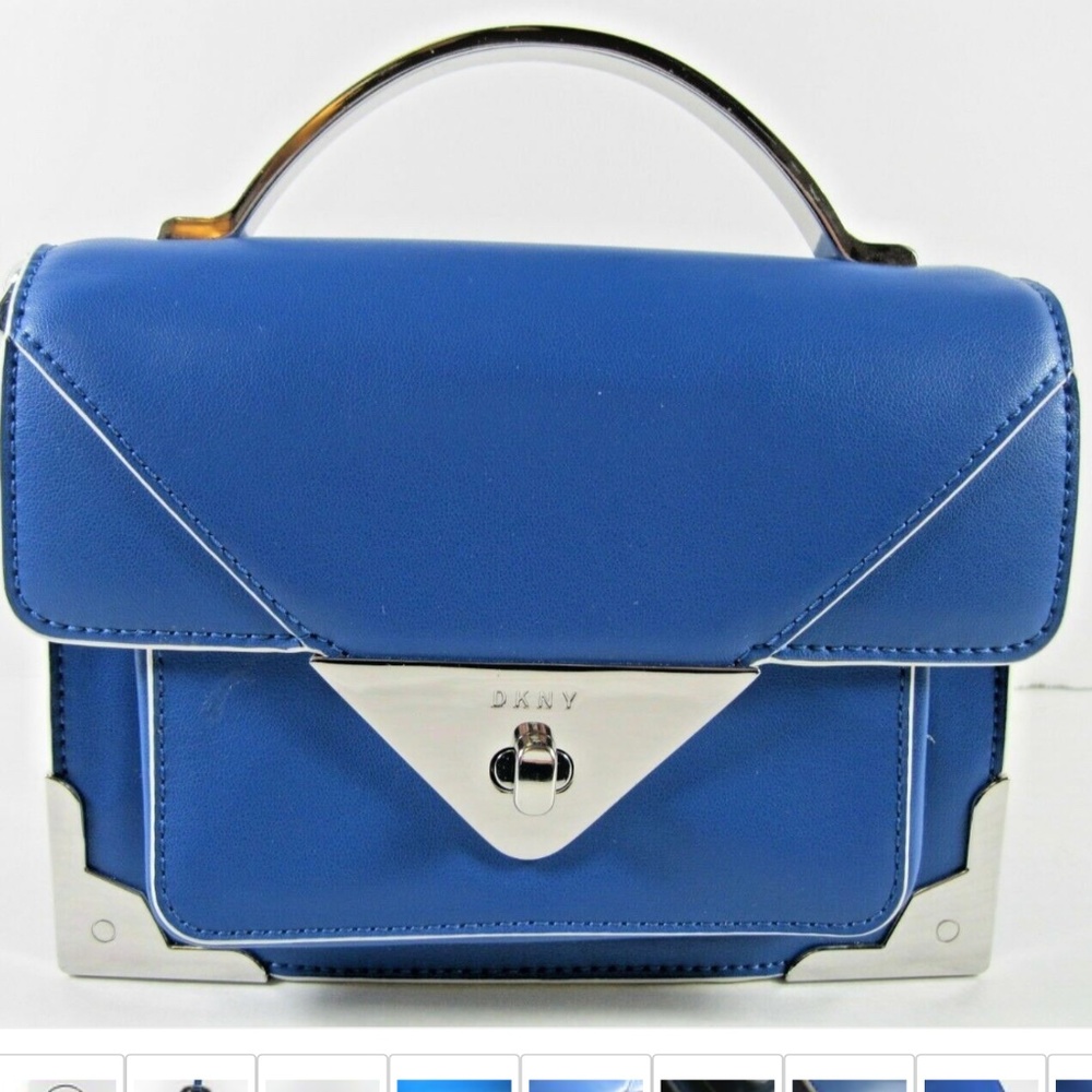 DKNY Blue White Silver Crossbody Top Handle Handbag
